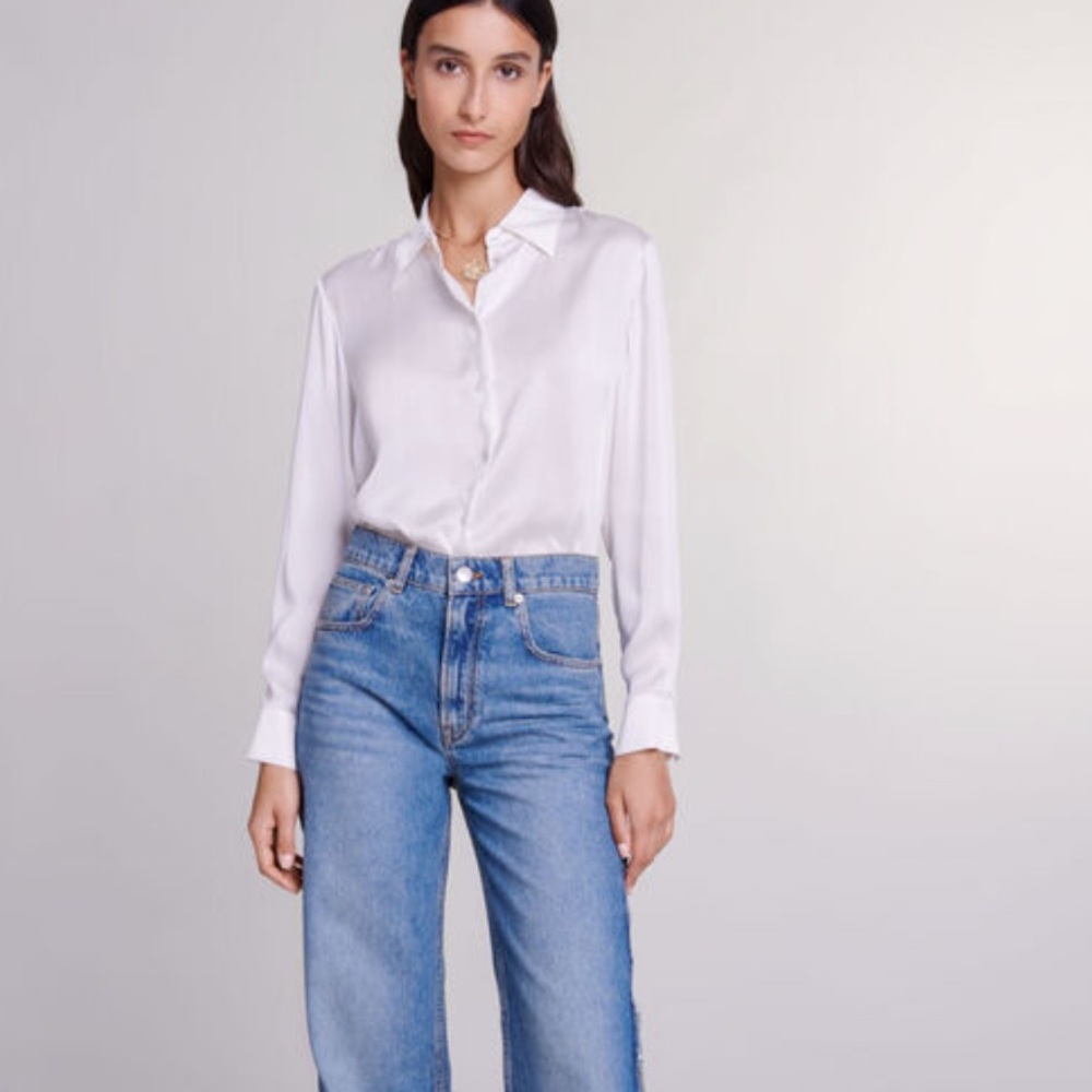 Maje White Button Down Shirt for Women - Picture 2 of 4